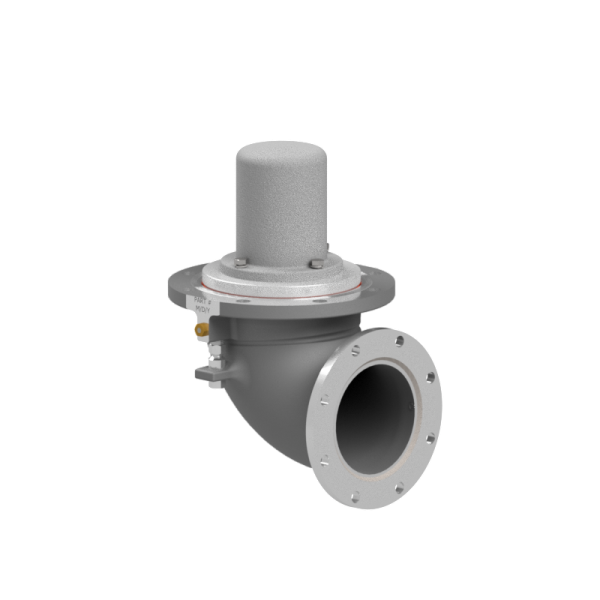 4" INTERNAL AIR EMERGENCY VALVE, 90 DEGREE ELBOW, FLANGED, 3" AIR CYLINDER, ALUMINUM, TEF-SIL O-RING
